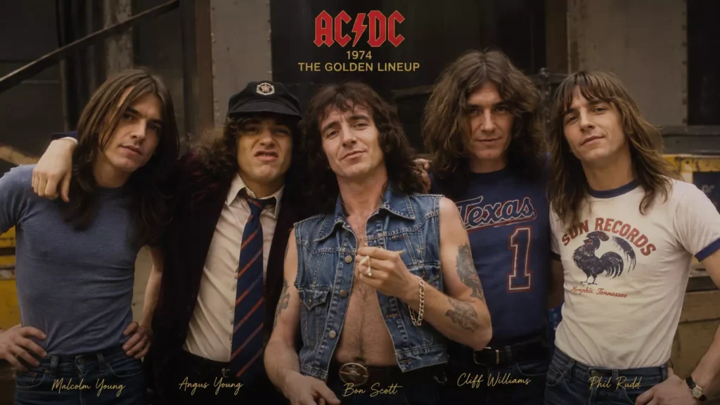 گروه AC/DC در دهه ۱۹۷۰ با حضور بون اسکات