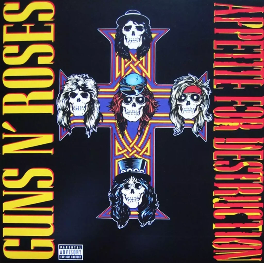 کاور آلبوم Appetite for Destruction اثر گانز ان روزز منتشرشده در سال ۱۹۸۷