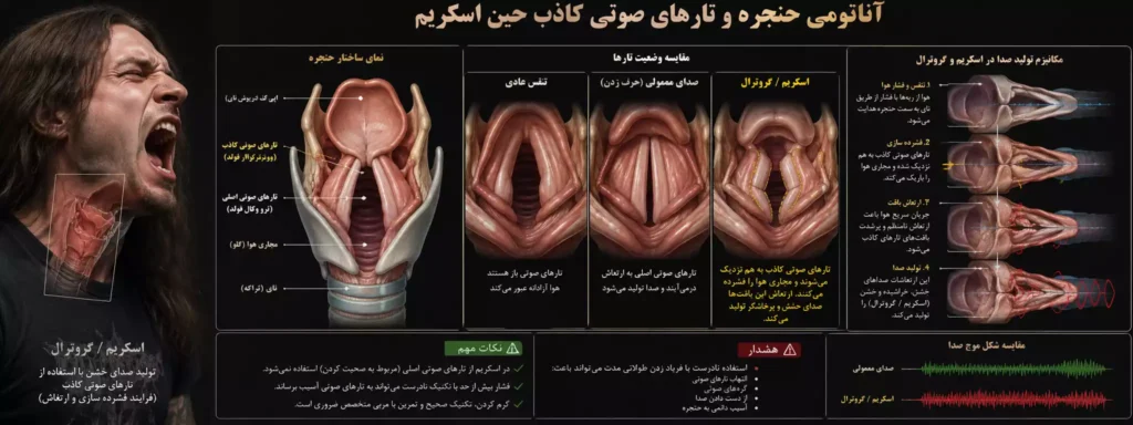 مکانیزم تولید صدا در اسکریم و گروتورال متال